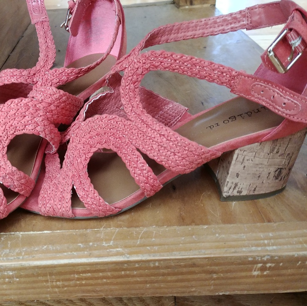Coral block heel sandals